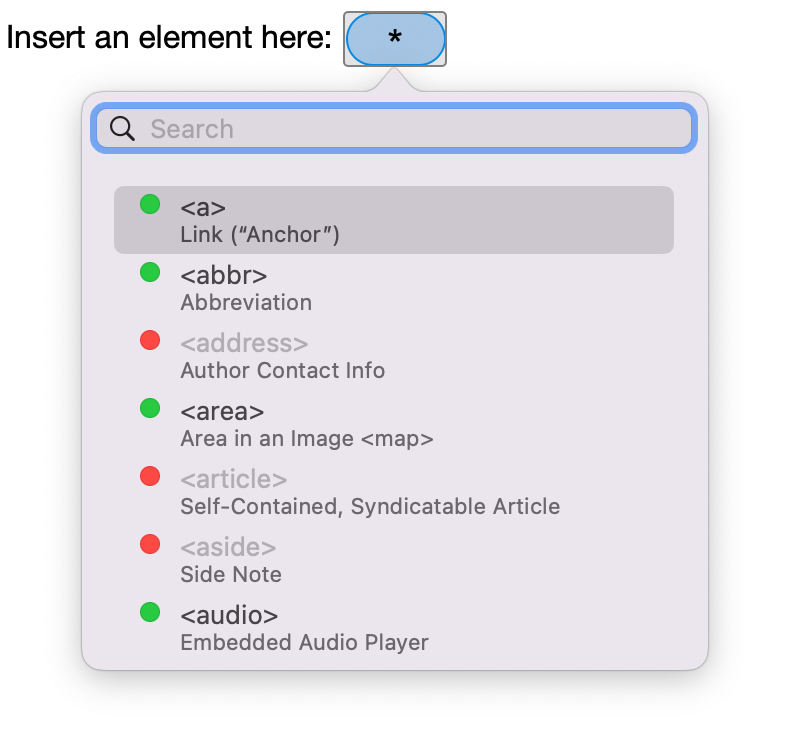 The Element Completion UI