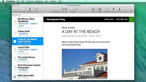 A WordPress Blog Project, Viewed in TypeMetal 2 on OS X