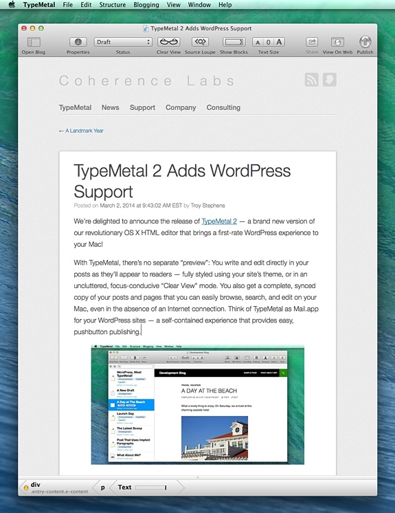 Using TypeMetal on OS X to Draft This WordPress Post